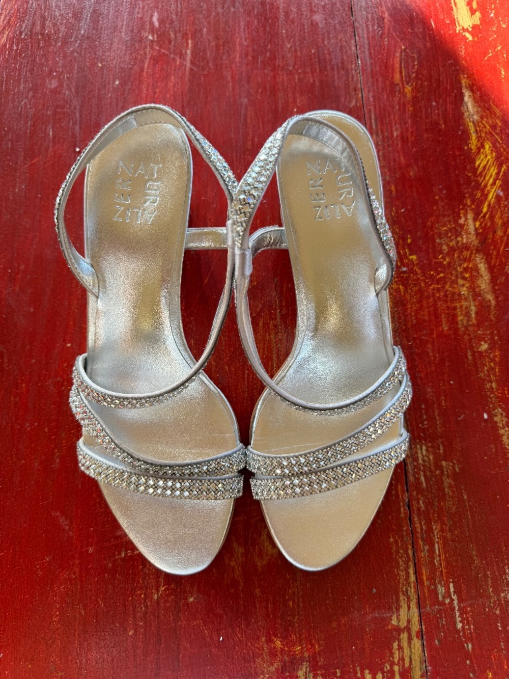Naturalizer Vanessa Woman's Rhinestone Silver Sandal Heels 8.5